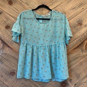 Chloe K Sheer Empire Babydoll Top size M